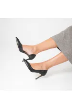 Nadin 100% Genuine Leather Black Stiletto – Neolite Sole, Open-Neck Design