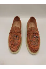 Davina Orange Printed Genuine Leather Casual Shoes – Size 37 (Last Item, Discounted)