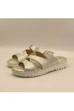 Alda Silver Leather Comfort Women's Slippers