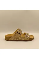 Aidan Beige Leather Cork Sole Orthopedic Slippers