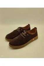 Arissa Dark Brown Suede Genuine Leather Women's Casual Shoes – Lightweight Flexible Rubber Sole