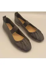 Hazal Black Leather Ballet Flats