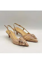 Chaussures à talons hauts Sedare en cuir véritable nude avec boucle