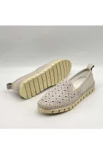 Flex Krem Hakiki Deri Kadın Loafer