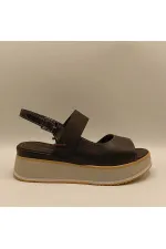 Venus Black Leather Platform Sandals