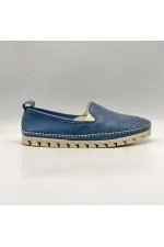 Flex Mavi Hakiki Deri Kadın Loafer