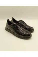 Ariss Siyah Fasulye Desen Gerçek Deri Kadın Günlük Ayakkabı – Hafif Esnek Kauçuk Taban