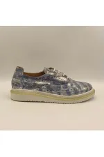 Baskets pour femmes Jenny en cuir bleu à motif étoiles