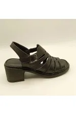 Amethyst Exclusive Stable Black Heeled Women's Sandals | Leather Classic Elegance and Comfort