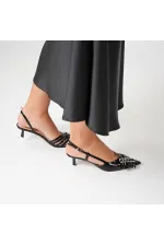 Chaussures à talons hauts Sedare en cuir véritable noir avec boucle