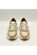 Baskets confortables en cuir beige pour femmes