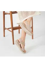 Amethyst Exclusive Stable Beige Suede Platform Women's Sandals | Elegance and Comfort