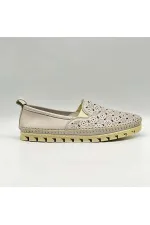 Flex Krem Hakiki Deri Kadın Loafer