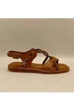 Belen Brown Leather Flat Women's Sandals
