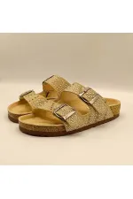 Aidan Beige Leather Cork Sole Orthopedic Slippers