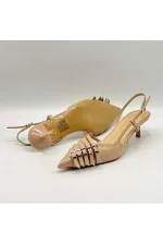 Chaussures à talons hauts Sedare en cuir véritable nude avec boucle