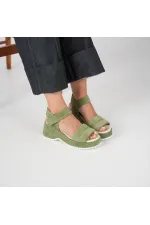 Hera Green Suede Platform Sandals