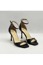 Marta 100% Genuine Leather Black Heeled Sandals – Milano Heel, Neolite Sole