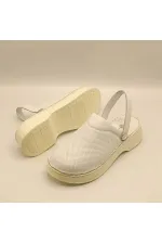 Sabo White Leather Women's Slippers