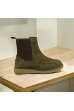 Bottes Chelsea pour femmes en daim kaki Kale