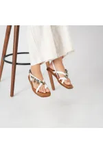 Daphne White Leather Flat Women's Sandals