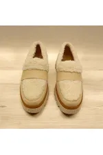 Plush Bej Deri Günlük Kadın Ayakkabı