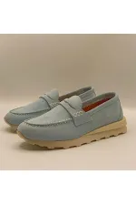 Carle Blue Suede Women's Loafer Shoes