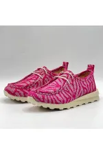 Monica Fuchsia-White Patterned Suede Women's Loafer – Genuine Leather & 3 cm Thermolight Sole