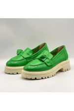 Green Women's Loafer – Amethyst Exclusive Genuine Leather Shoes