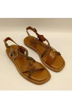 Belen Brown Leather Flat Women's Sandals