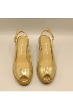 Terre Gold Deri Dolgu Topuk Sandalet