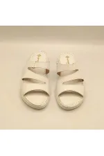 Pantoufles confortables en cuir blanc Alda pour femmes