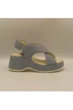Sindy Blue Leather Platform Sandals