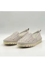 Flex Krem Hakiki Deri Kadın Loafer