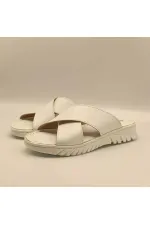 Pantoufles confortables en cuir blanc Alessia pour femmes