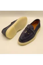 Etna Navy Suede Women's Loafer Shoes