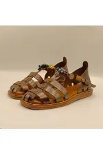 Cali Brown Leather Flat Women's Sandals