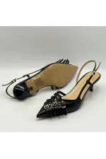 Chaussures à talons hauts Sedare en cuir véritable noir avec boucle