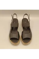 Venus Black Leather Platform Sandals