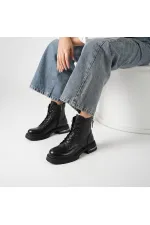 Tokyo Siyah Gerçek Deri Kadın Bot – 5.5 cm Topuk