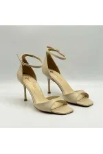 Marta %100 Gerçek Deri Bej Topuklu Sandalet – Milano Ökçe, Neolit Taban