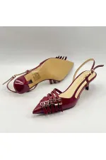 Chaussures à talons hauts Sedare en cuir véritable bordeaux avec boucle