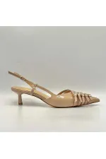 Chaussures à talons hauts Sedare en cuir véritable nude avec boucle