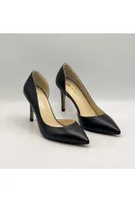 Nadin 100% Genuine Leather Black Stiletto – Neolite Sole, Open-Neck Design