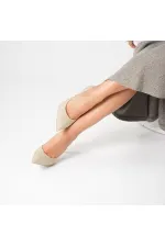 Nadia 100% Genuine Leather Beige Stiletto – 9 cm Heel