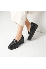 PENA Black Snake Print Genuine Leather Women's Casual Shoes