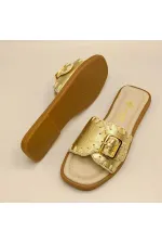 Authentic Gold Leather Women's Slippers