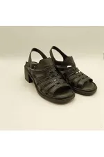 Amethyst Exclusive Stable Black Heeled Women's Sandals | Leather Classic Elegance and Comfort