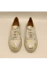 Jenny Silver Leather Floral Pattern Women's Sneaker