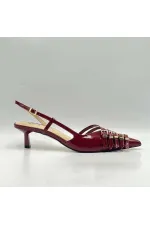 Chaussures à talons hauts Sedare en cuir véritable bordeaux avec boucle
